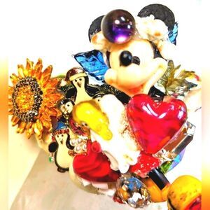 Wendy Gell Disney Christmas Wristy cuff,Mickey Mouse as Santa, sunflower, heart.